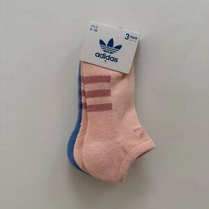 Adidas Originals No Show Socks 3 Pair Pack Pink Blue Grey Size 5-10 NWT JK2736A